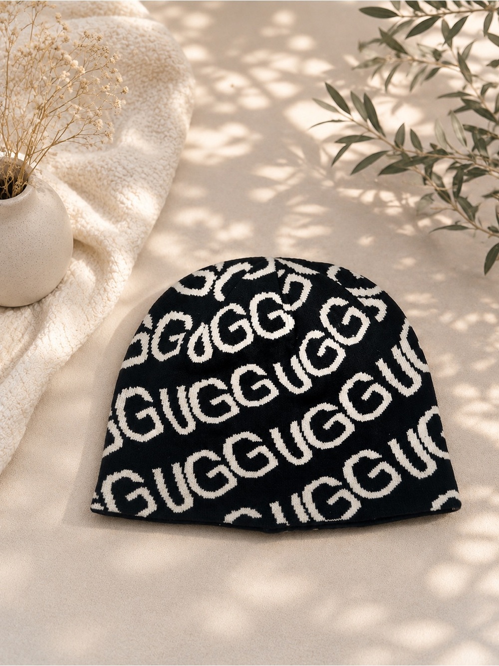UGG Black and White Beanie